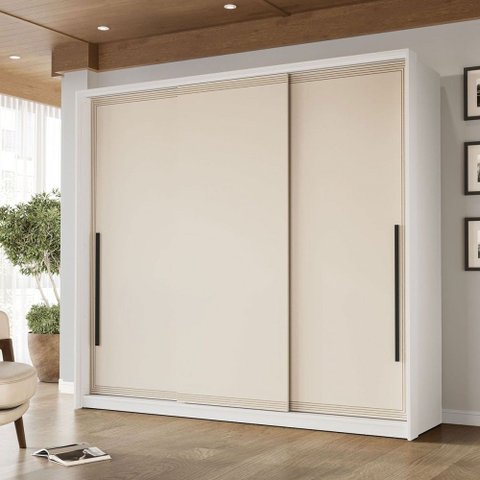 Guarda-roupa Casal Valência 3 Portas 4 Gavetas Branco/creme - Politorno