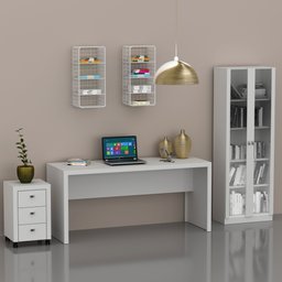 Kit 3 Peças com Escrivaninha, Armário e Gaveteiro Espresso Móveis  - 1
