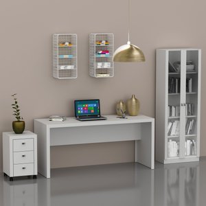 Kit 3 Peças com Escrivaninha, Armário e Gaveteiro Espresso Móveis 