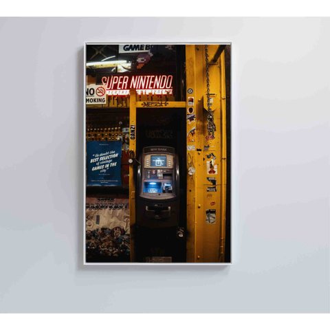 Quadro Decorativo Super Nintendo - 90x60 cm - Vidro Impresso