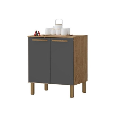 Balcão de 2 Portas Cozinha Clarice Amêndoa Grafite