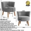 Ver imagem 2 de Kit 2 Poltronas para Sala Pequena Base em Madeira Suporta 120 Kg Tecido Veludo Premium