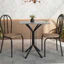 Ver imagem 1 de Conjunto Sala de Jantar para Cozinha Mesa Tampo Granito Quadrada e 2 Cadeiras Juliete Yescasa Preto/Craqueado/Rattan/Ocre