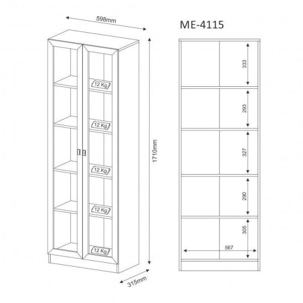 Kit 3 Peças com Mesa para Escritório, Armário 2 Portas e Gaveteiro 4 Gavetas - 6