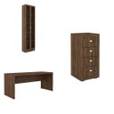 Ver imagem 2 de Conjunto 3 Peças com Mesa para Escritório, Armário 2 Portas e Gaveteiro 4 Gavetas Carvalho Fosco Marrom