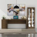 Ver imagem 1 de Conjunto 3 Peças com Mesa para Escritório, Armário 2 Portas e Gaveteiro 4 Gavetas Carvalho Fosco Marrom