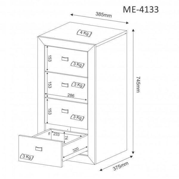 Kit 3 Peças com Mesa para Escritório, Armário 2 Portas e Gaveteiro 4 Gavetas - 8