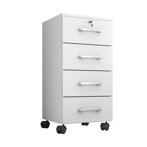 Gaveteiro Escritório 4 Gavetas com Rodízio Gávea Branco - Montanaris Decor Md Montanaris Decor Gávea