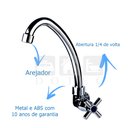 Ver imagem 3 de Torneira Simples De Parede Para Cozinha 1/4 De Volta Cromada