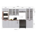 Ver imagem 3 de Cozinha Modulada 5 Peças Torre Quente Cristaleira Balcão com Tampo 100% MDF com Vidro Rodapé