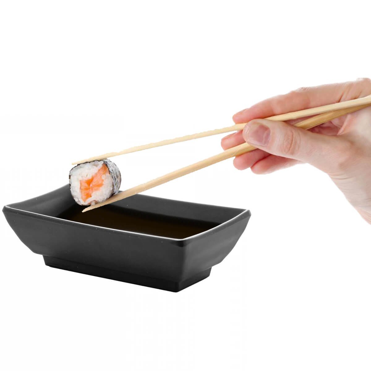 Kit 12 Molheiras para Shoyu Melamina 60ml Cada Tóquio Preto Lyor Molhos Potinho Oriental Sushi - 2