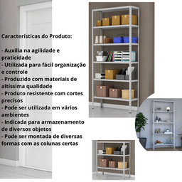 Estante de Aço Multiuso, 6 Prateleiras, 190x90x30cm, Cinza, Suporta 100kg Organizadora - 5