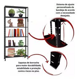 Estante de Aço Multiuso, 6 Prateleiras, 190x90x30cm, Cinza, Suporta 100kg Organizadora - 3