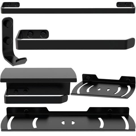 Kit de Acessórios para Banheiro Preto 6 Peças Fs.zmt