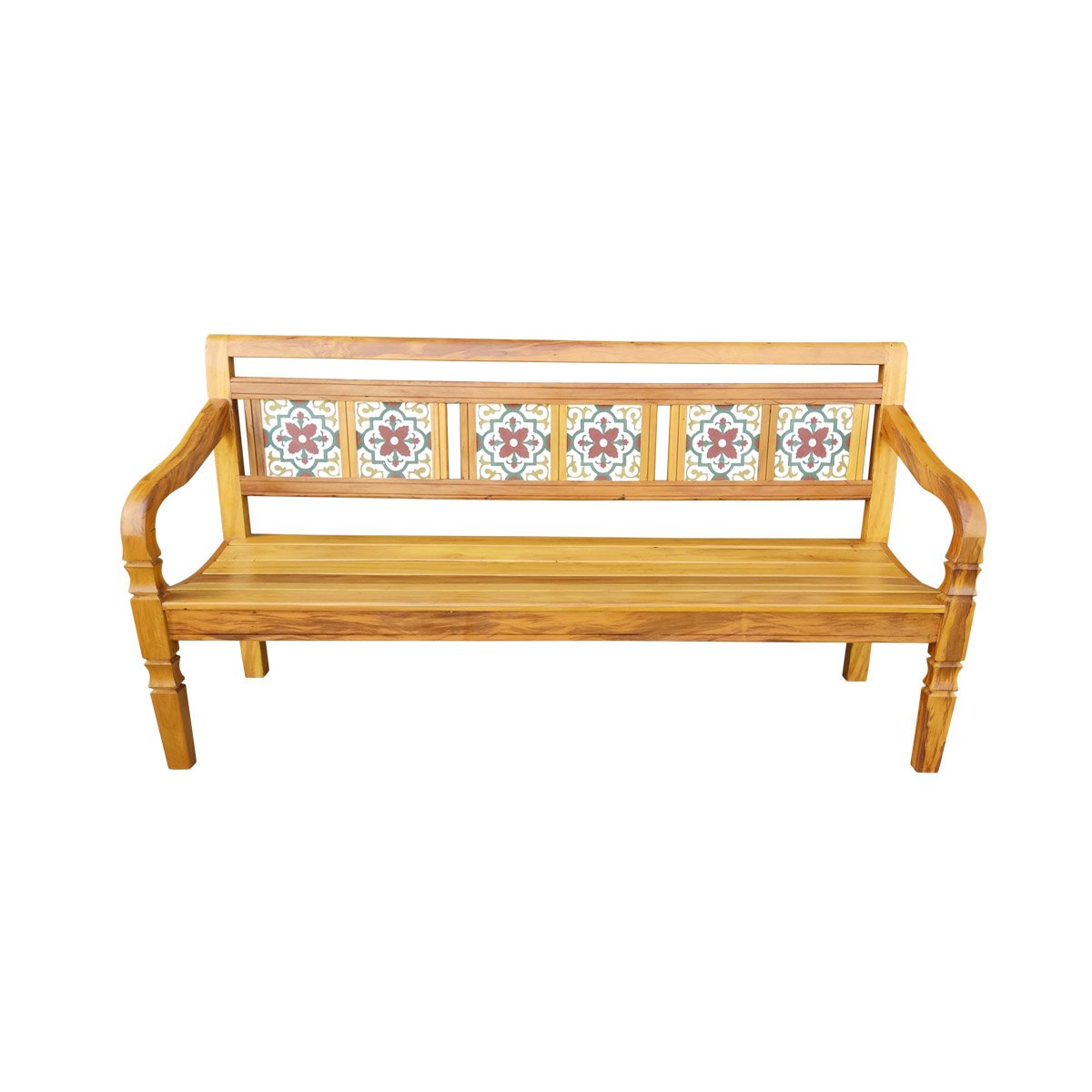 Banco Namoradeira 3lugares Madeira de Demolição em Ladrilhos Sudeste Rústico - 1