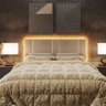 Cabeceira Estofada Cama Casal Queen Size Led Splend 160 Cm:linho Bege - 10