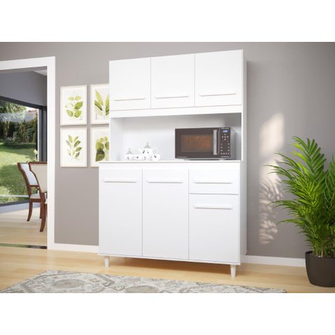 Armário de Cozinha Ca 6 Portas + Gaveta Organizadora Cor Branco