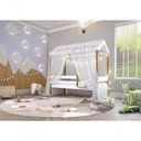 Ver imagem 2 de Cama Montessori Cabana Com Cordão Led E Dossel Branco