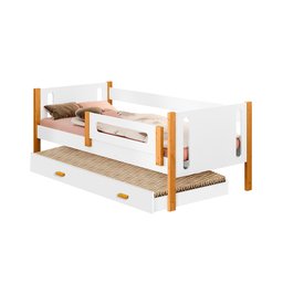 Bicama Babá Infantil Mirela Branco/mel com Grade de Proteção - Divaloto Móveis - 2