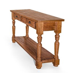 Aparador Mesa Rústico Decorativo em Madeira Maciça Bh 150cm com Pés Torneados - Natural - 2