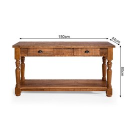 Aparador Mesa Rústico Decorativo em Madeira Maciça Bh 150cm com Pés Torneados - Natural - 4