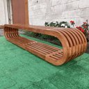 Ver mais imagens de Banco Oval Ripado em Madeira Maciça 220x40x45 Sudeste Rústico