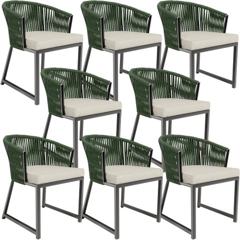 Kit 08 Cadeiras Decorativas para Área Gourmet Cozinha Corda Náutica Bethari D04 Verde - Lyam Decor