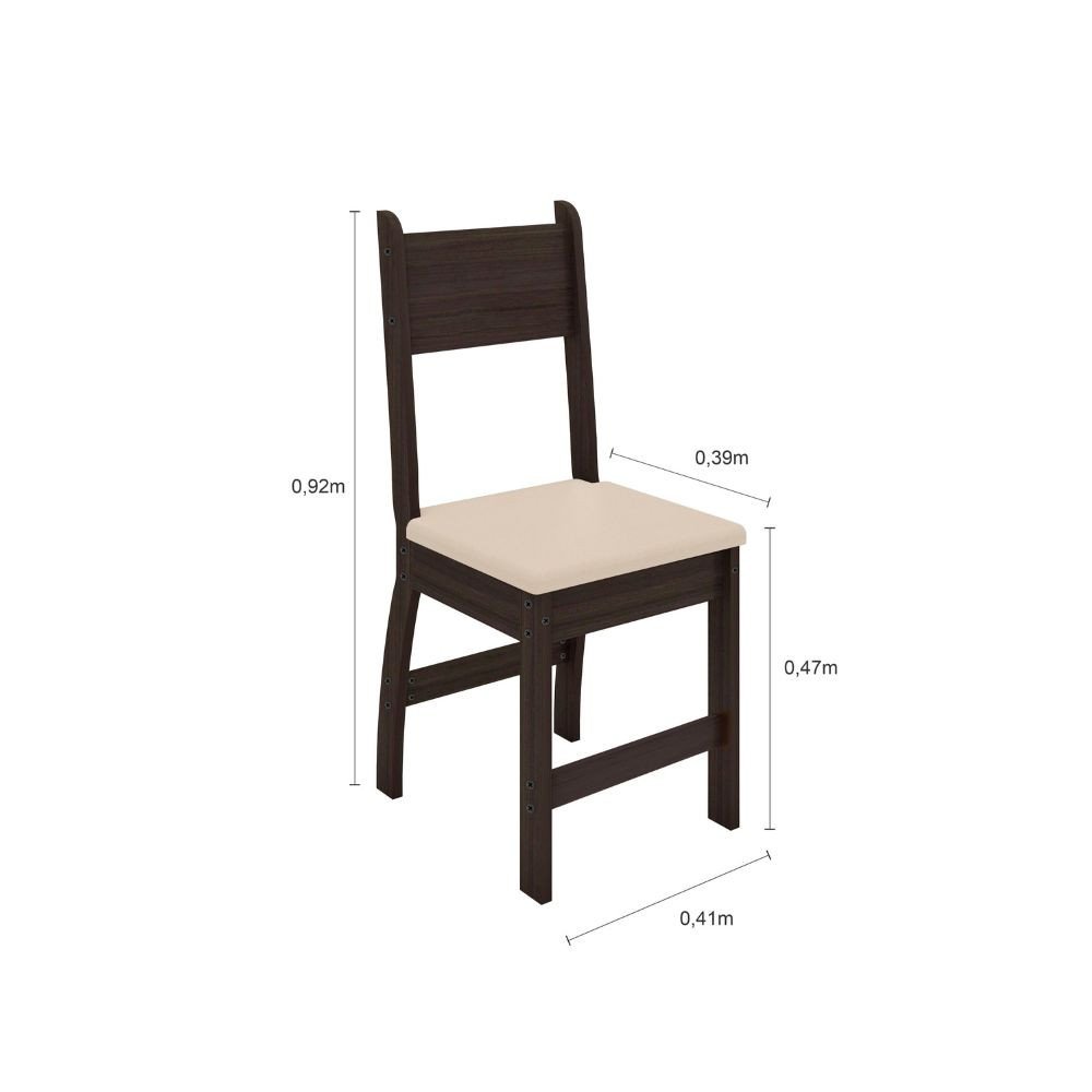 Conjunto de Mesa e 6 Cadeiras para Sala de Jantar Milano Fosco-Poliman - Amêndoa / Savana - 6