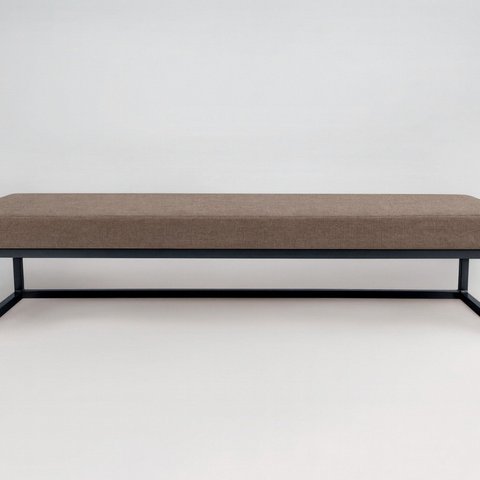 Puff Ted 100 cm Base Preta Linho Marrom