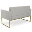 Ver imagem 7 de Sofá Namoradeira Base Industrial Dourado Ana Veludo Cinza - Ibiza