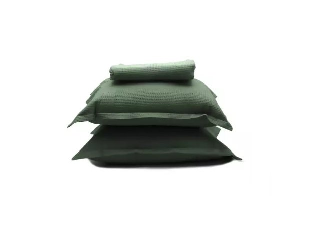 Kit Colcha Piquet Liso Dohler King Verde Militar - 2