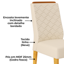Ver imagem 5 de Kit 2 Cadeiras de Jantar Estofadas Lidia Linho Neve Cedro Dj Moveis