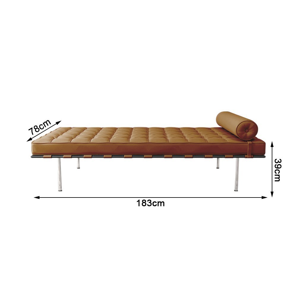Couch Barcelona Inox em Couro Natural Caramelo - 2