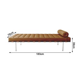 Couch Barcelona Inox em Couro Natural Caramelo - 2