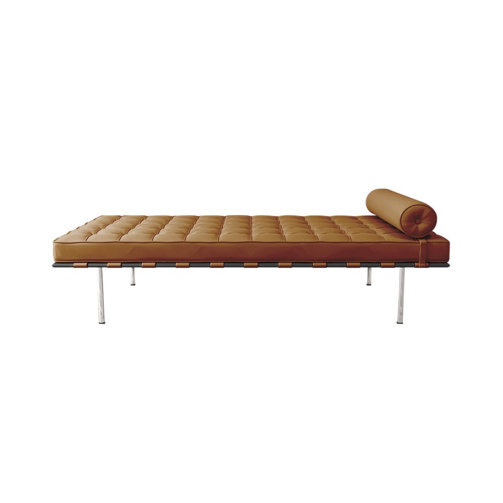 Couch Barcelona Inox em Couro Natural Caramelo - 1