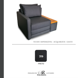 Poltrona Cama | com Tampo Lateral Direito | Tecido Acquablock Impermeável | Medida 108cm | Preta - 7