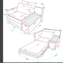 Ver mais imagens de Poltrona Cama | com Tampo Lateral Direito | Tecido Acquablock Impermeável | Medida 108cm | Preta
