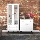 Ver imagem 1 de Conjunto Cristaleira 2 Portas em Vidro e Buffet 2 Portas Retrô Any Espresso Móveis