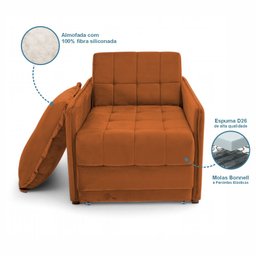 Poltrona Cama Reclinável Retrátil Viena Veludo Terracota - Loja Sheep - 6