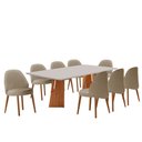 Ver imagem 2 de Sala de Jantar Mesa Florida 220cm Tampo Laqueado com Vidro e 8 Cadeiras Suiça