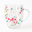 Ver imagem 1 de Caneca Xícara 350ml Chá Café Parede Dupla de Vidro com Flores Coloridas Primavera Decorativas:turque