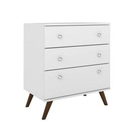 Conjunto Mesa de Cabeceira e Cômoda 3 Gavetas Lyz Espresso Móveis Branco - 3 Conjunto Mesa de Cabeceira e Cômoda 3 Gavetas Lyz Espresso Móveis Branco - 3