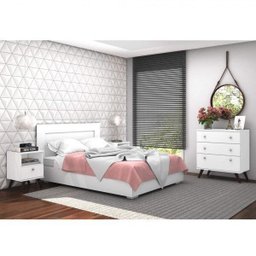 Conjunto Mesa de Cabeceira e Cômoda 3 Gavetas Lyz Espresso Móveis - 1 Conjunto Mesa de Cabeceira e Cômoda 3 Gavetas Lyz Espresso Móveis - 1