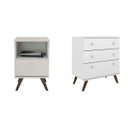 Ver imagem 2 de Conjunto Mesa de Cabeceira e Cômoda 3 Gavetas Lyz Espresso Móveis Branco
