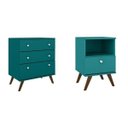 Ver imagem 2 de Conjunto Cômoda 3 Gavetas e Mesa de Cabeceira 1 Gaveta Retrô Ônix Espresso Móveis