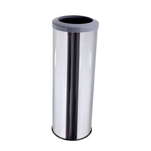 Lixeira Inox Aro Esmaltado 30 Litros Área Gourmet Cozinha Banheiro - Cinza