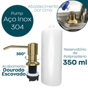Ver imagem 2 de Dispenser Dosador Detergente Dourado Ouro Gold Inox 350ml Embutir Bancada Cozinha Porta Sabonete Liq