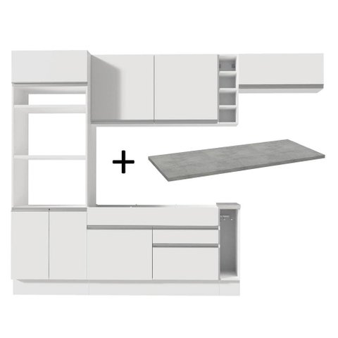 Armário de Cozinha Completa 290cm Branco Safira Madesa 14