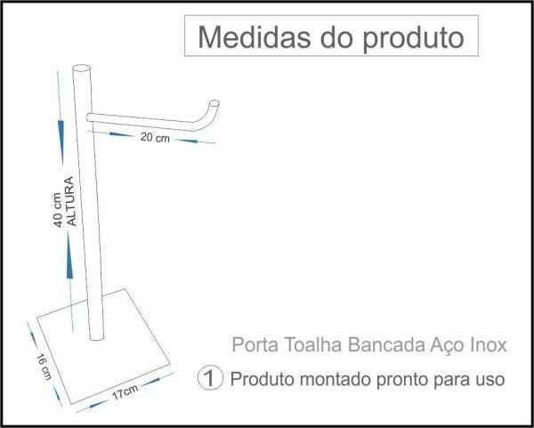 Porta Toalha Para Bancada Aço Inox Polido 116Cp Grego Metal - 4