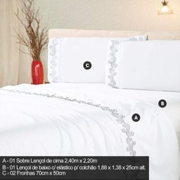 Jogo de Cama Casal Enxoval 4 Peças Recém Casados Microfibra Casaborda - 3 Jogo de Cama Casal Enxoval 4 Peças Recém Casados Microfibra Casaborda - 3